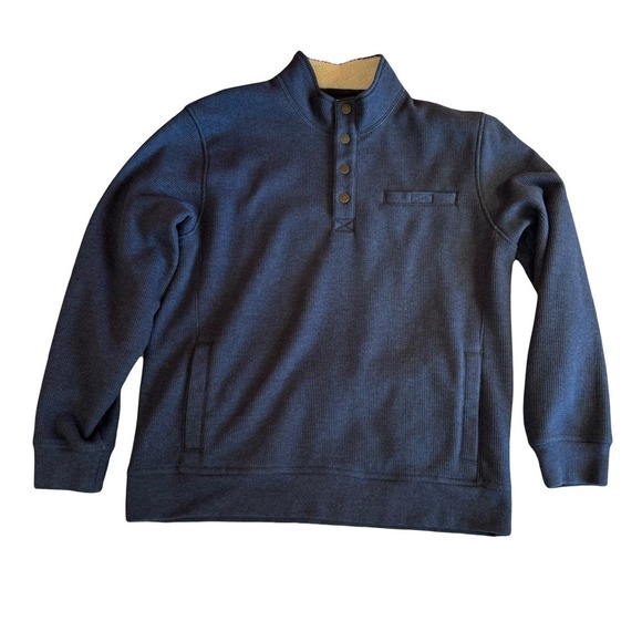 L.L. Bean Other - L.L. Bean Katahdin Iron Works Bonded Waffle Fleece, Snap Mock, Blue,‎ Size L